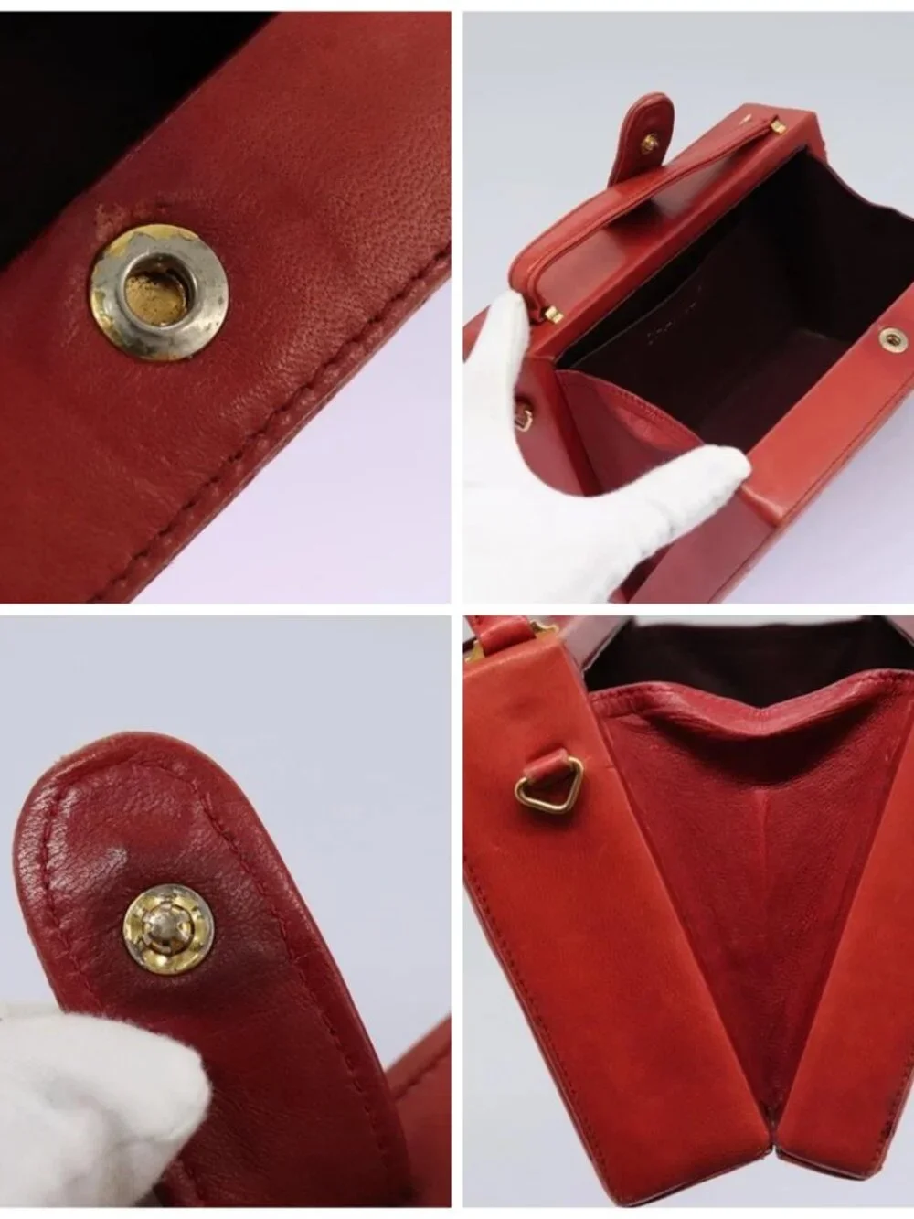 CHANEL Matelasse Hand Bag Lamb Skin 2way Red CC Auth 115600V
